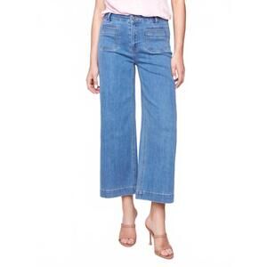 NEW CHARLIE B cropped flare lurex denim pants in blue jean
